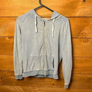 Marine layer men’s Clement hooded jacket M zip up stone blue pockets summer soft